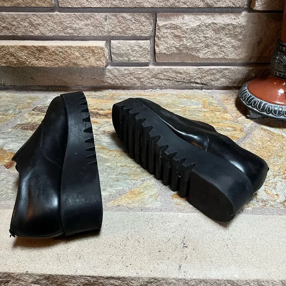 & Other Stories Black Leather Platform Derby Shoes Creepers 8.5